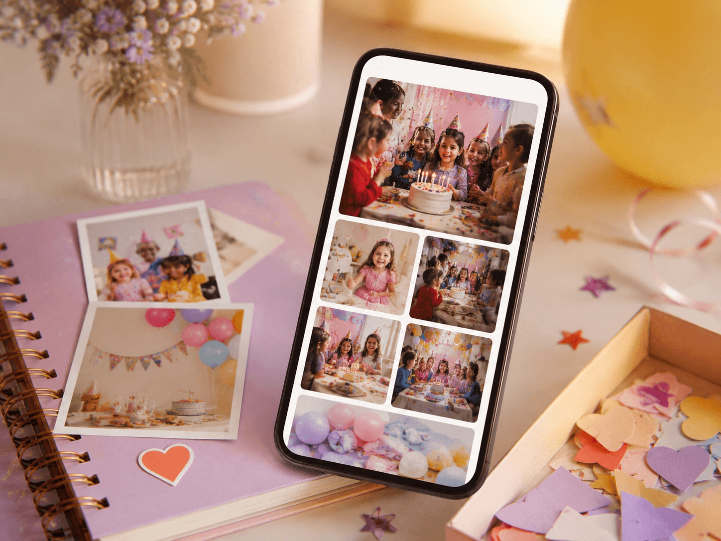 A birthday photo album displayed on a phone